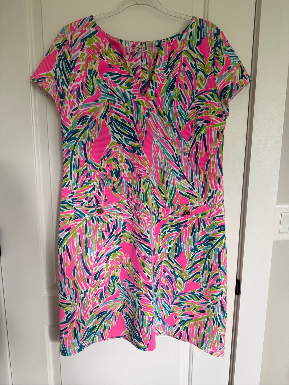 Lily Pulitzer Layton Multi Palm Reader Ottoman Stretch shift dress XL